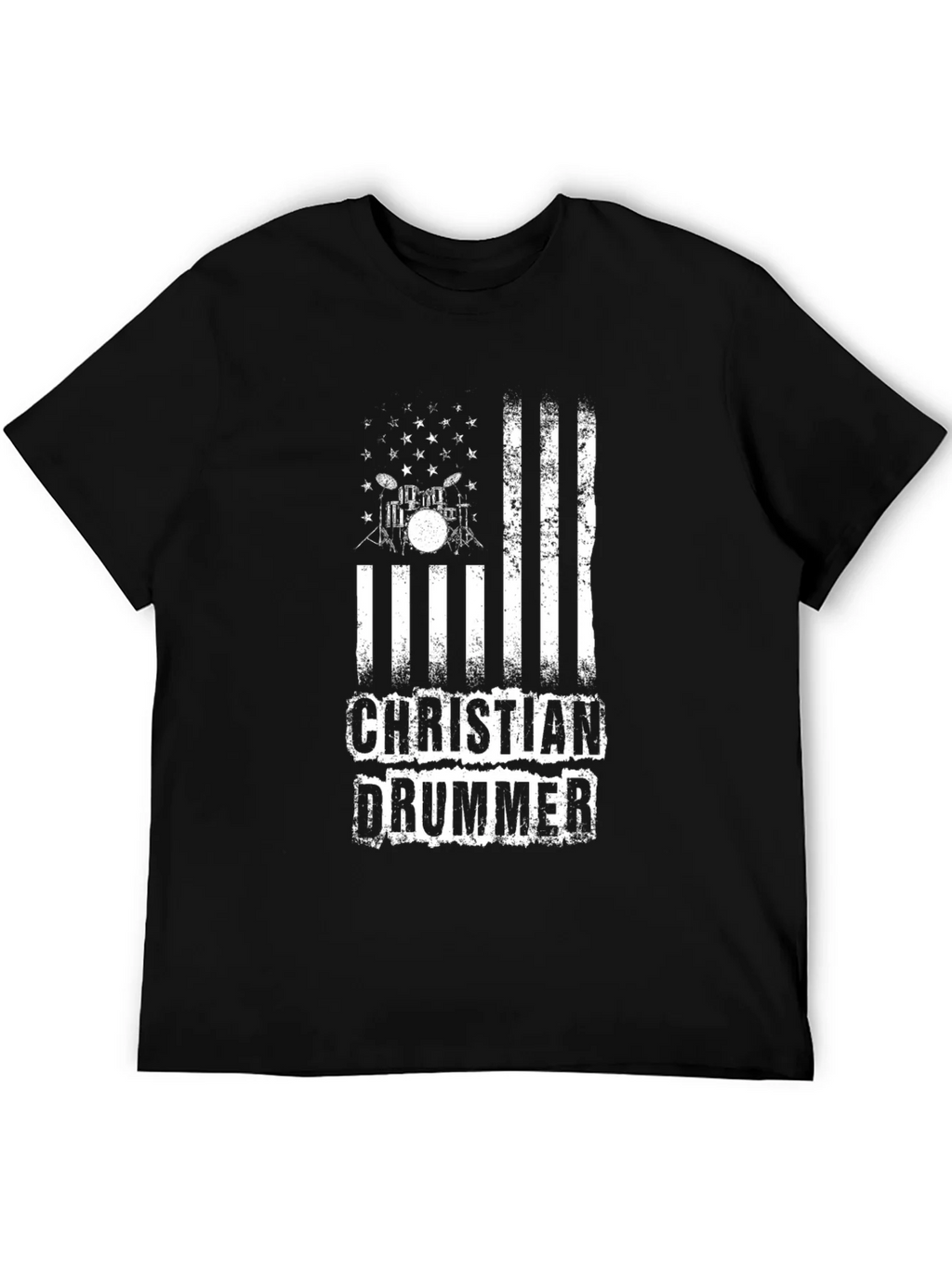 Christian Drummer Graphic Tee - Black Cotton Blend Shirt product image 5