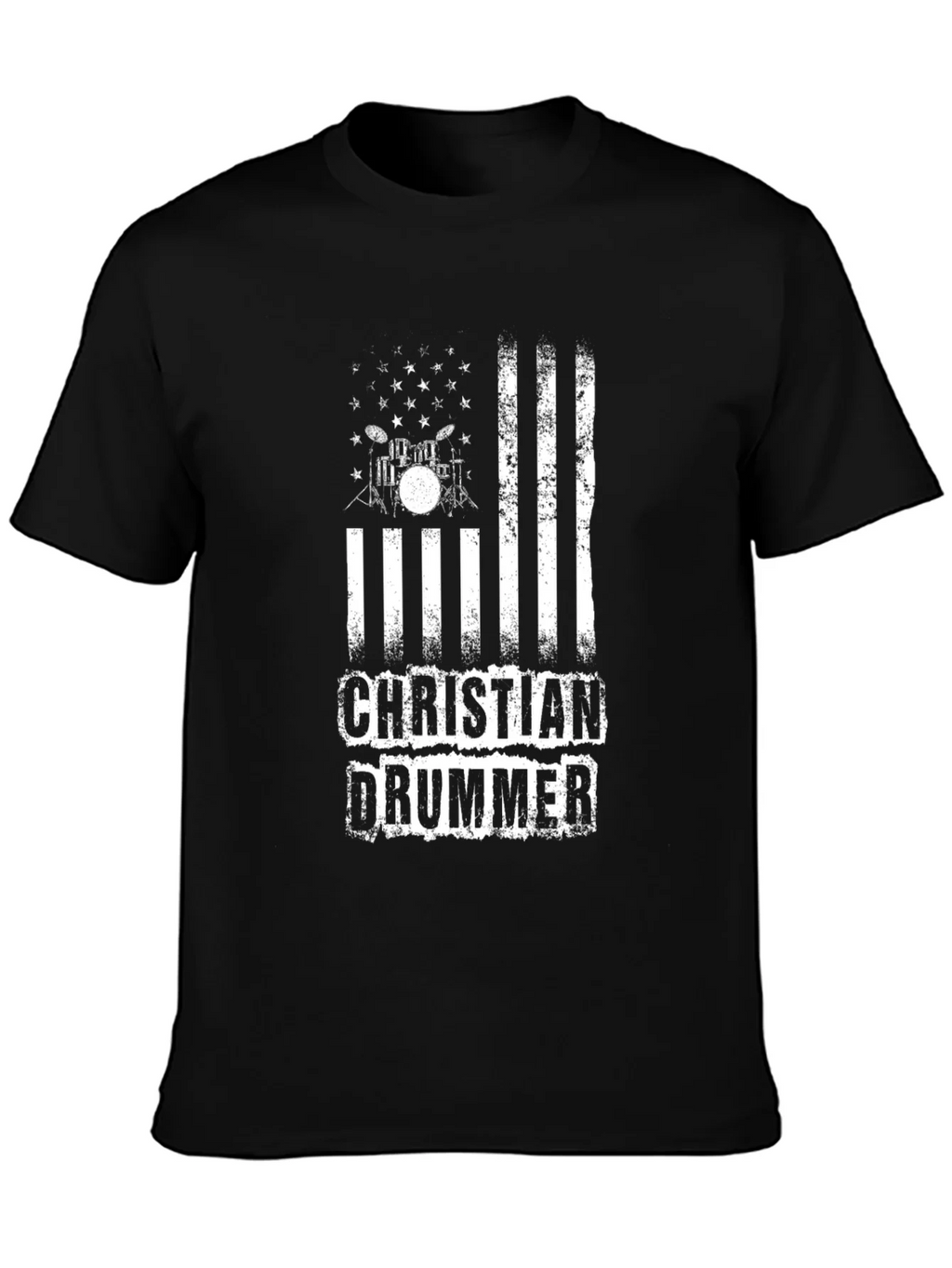 Christian Drummer Graphic Tee - Black Cotton Blend Shirt product image 3