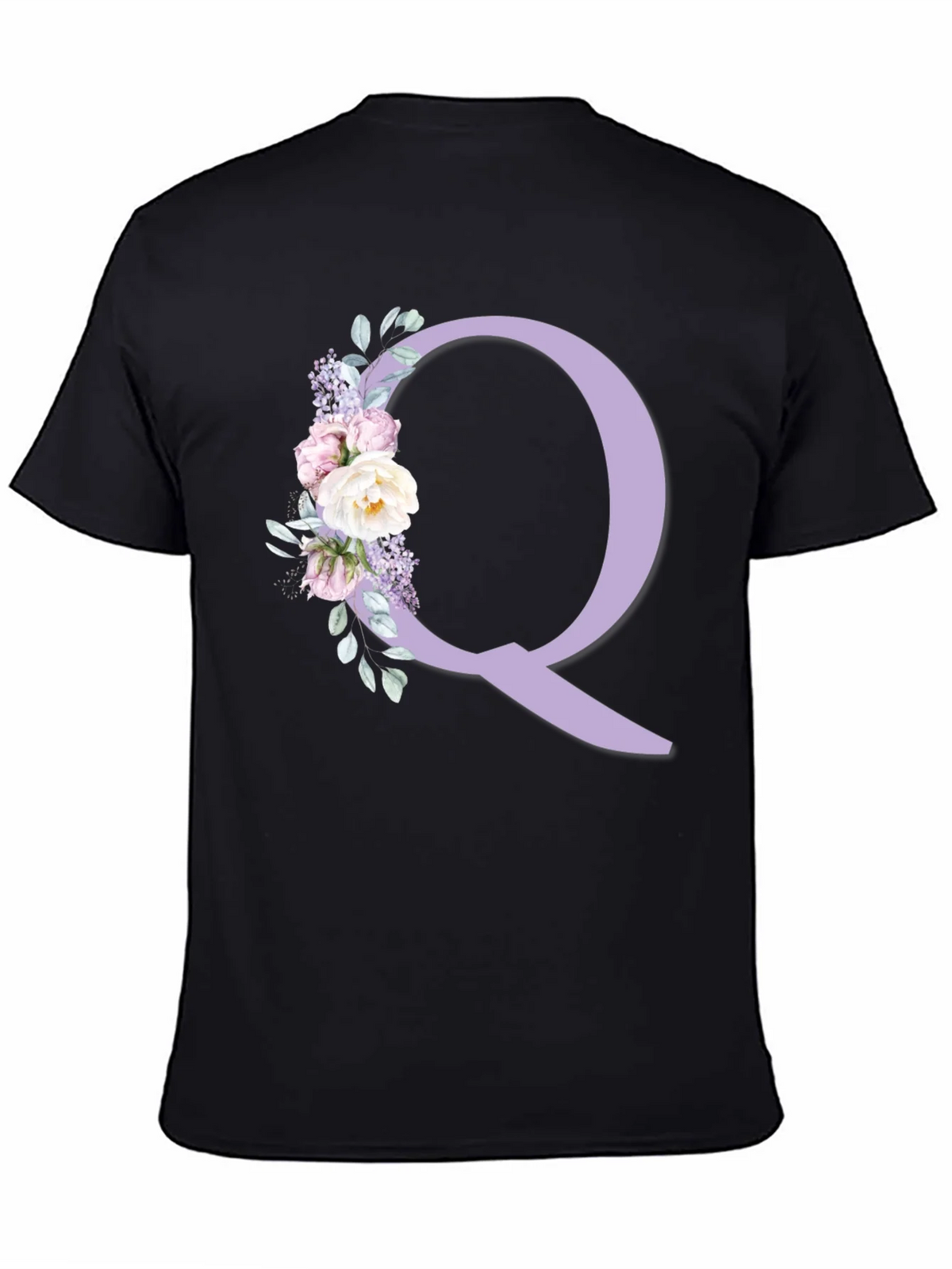 Floral Letter Q Black T-Shirt product image 4