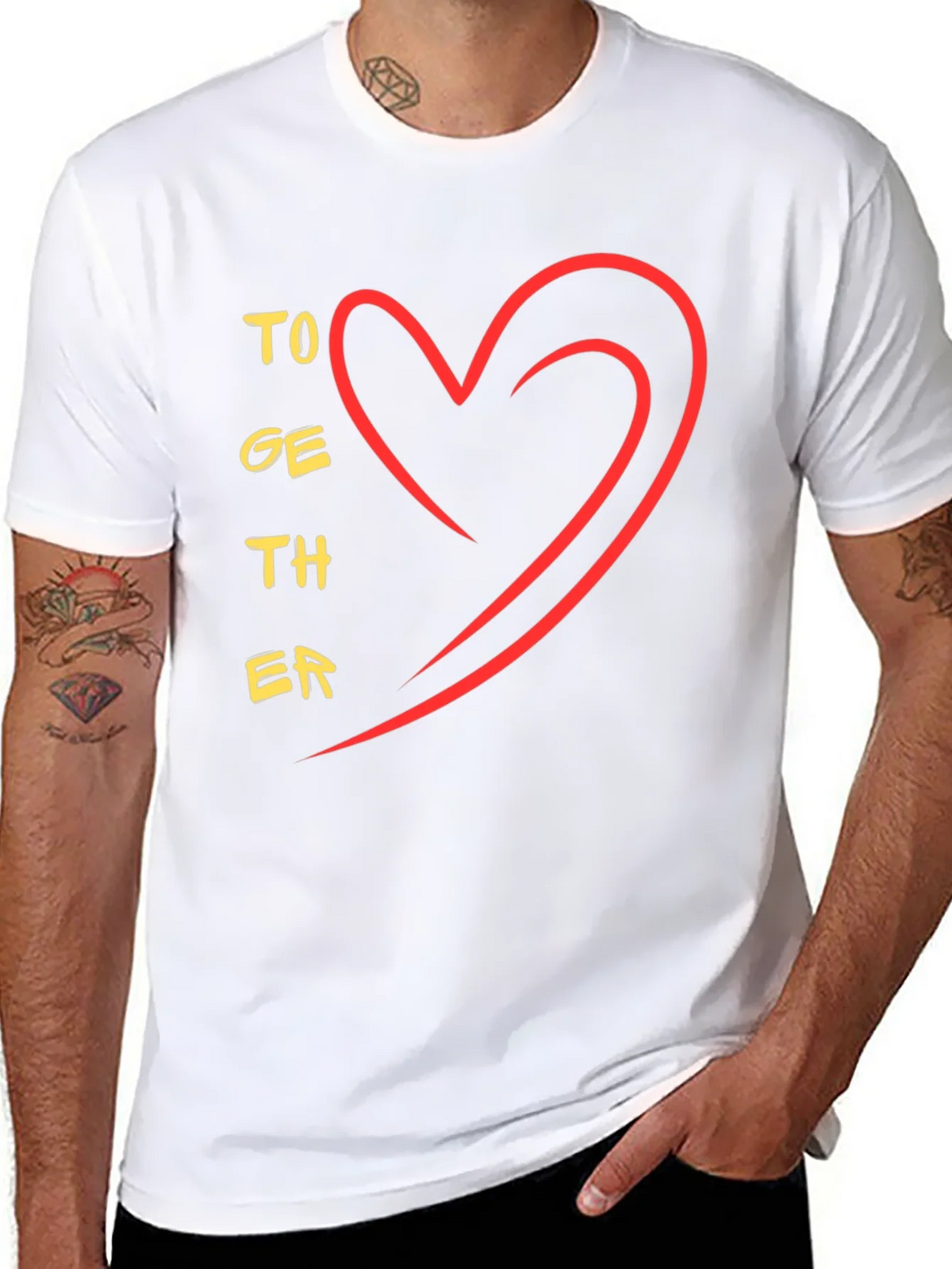 Together Heart Graphic Tee - Stylish Black Casual T-Shirt product image 7