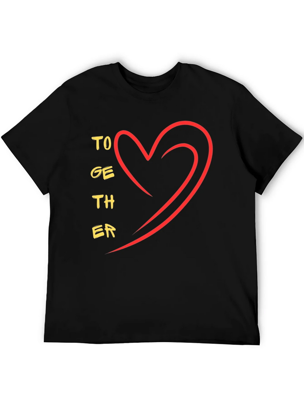 Together Heart Graphic Tee - Stylish Black Casual T-Shirt product image 5