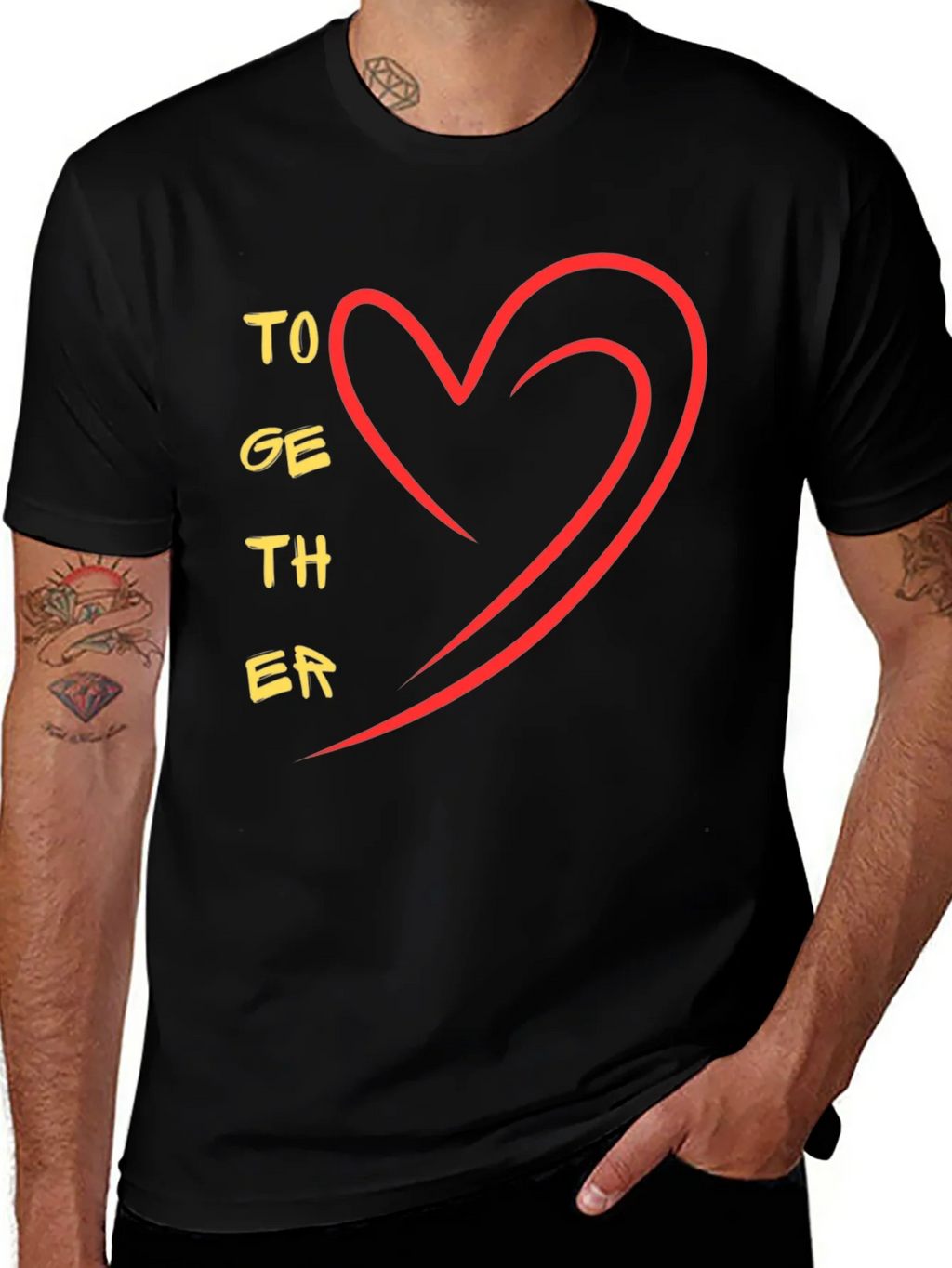 Together Heart Graphic Tee - Stylish Black Casual T-Shirt product image 1