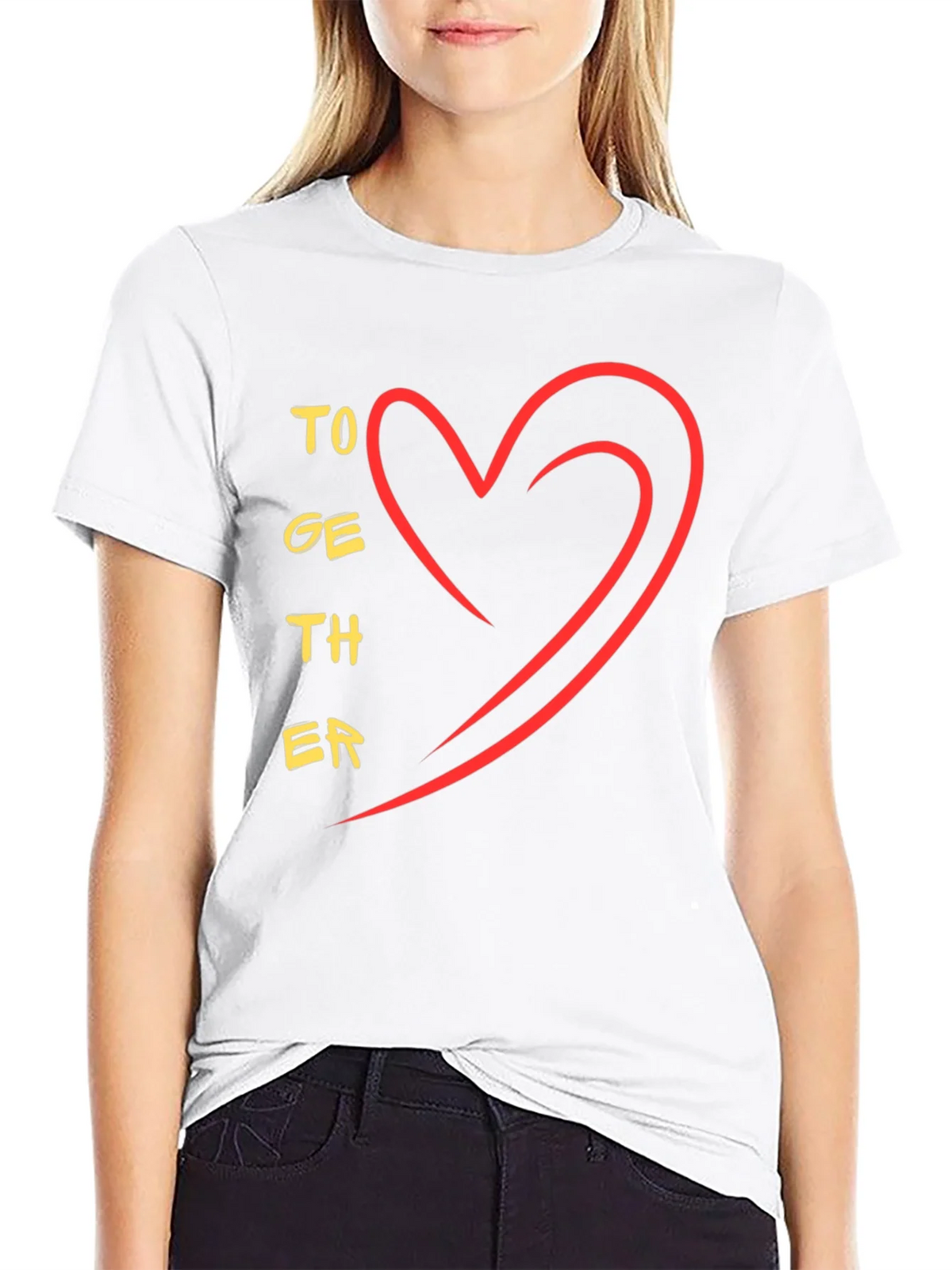 Together Heart Graphic Tee - Stylish Black Casual T-Shirt product image 8
