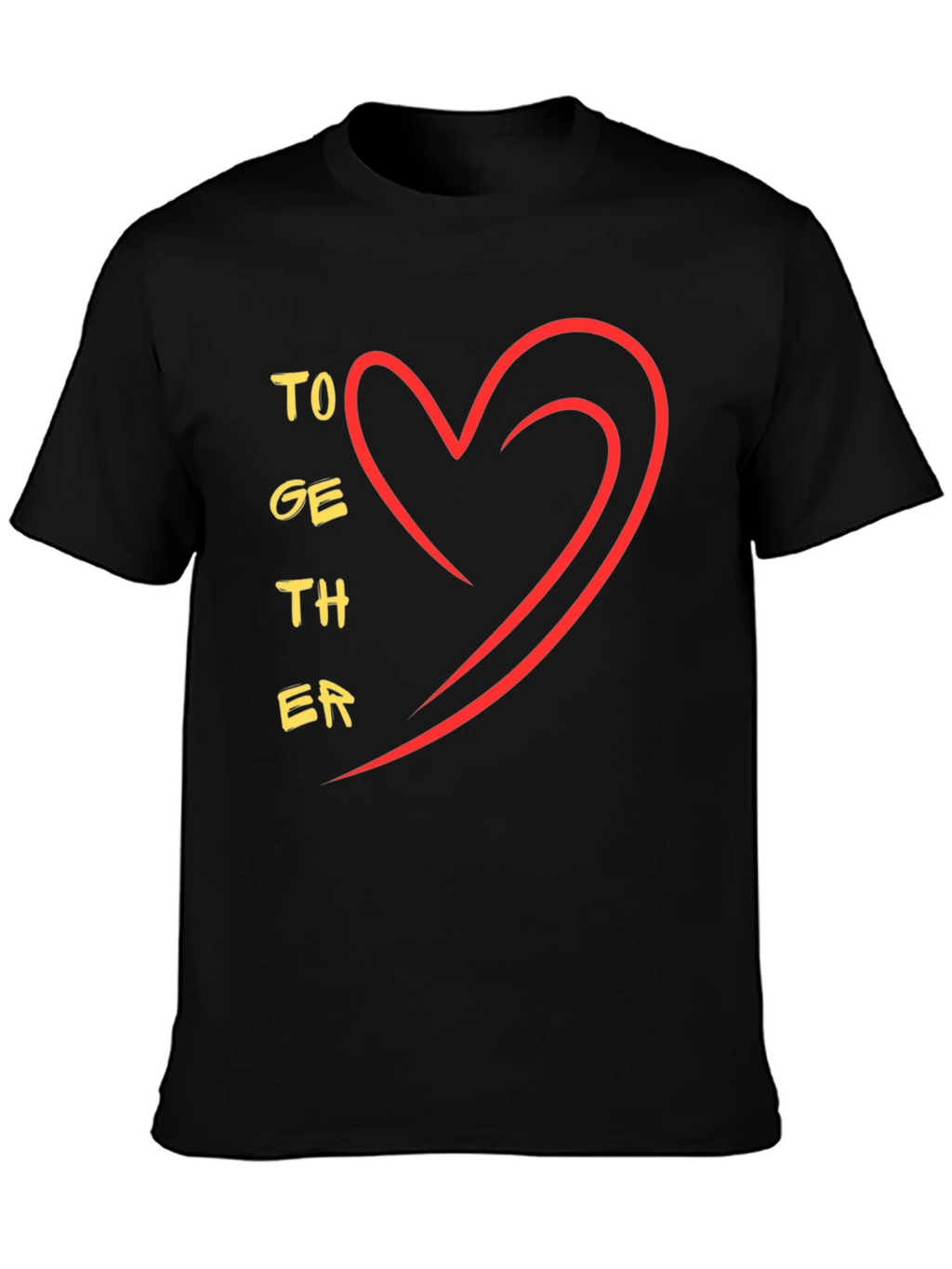 Together Heart Graphic Tee - Stylish Black Casual T-Shirt product image 3