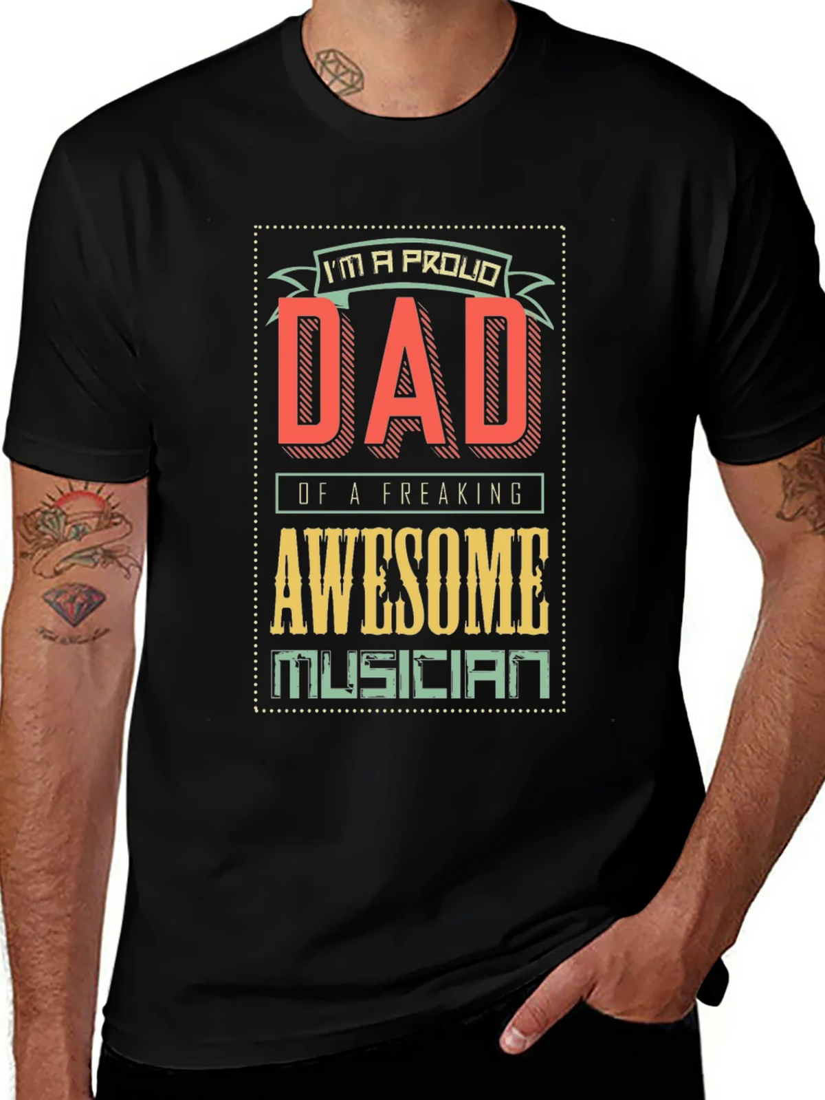 Proud Dad of Awesome Musician T-Shirt product image 1