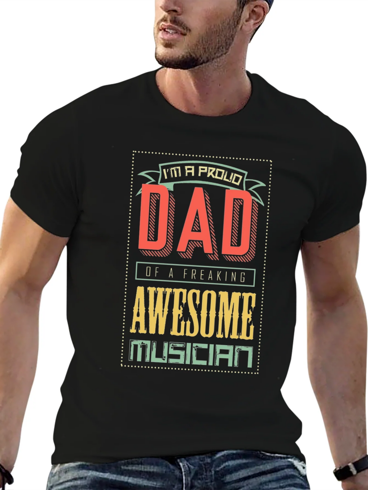 Proud Dad of Awesome Musician T-Shirt product image 3