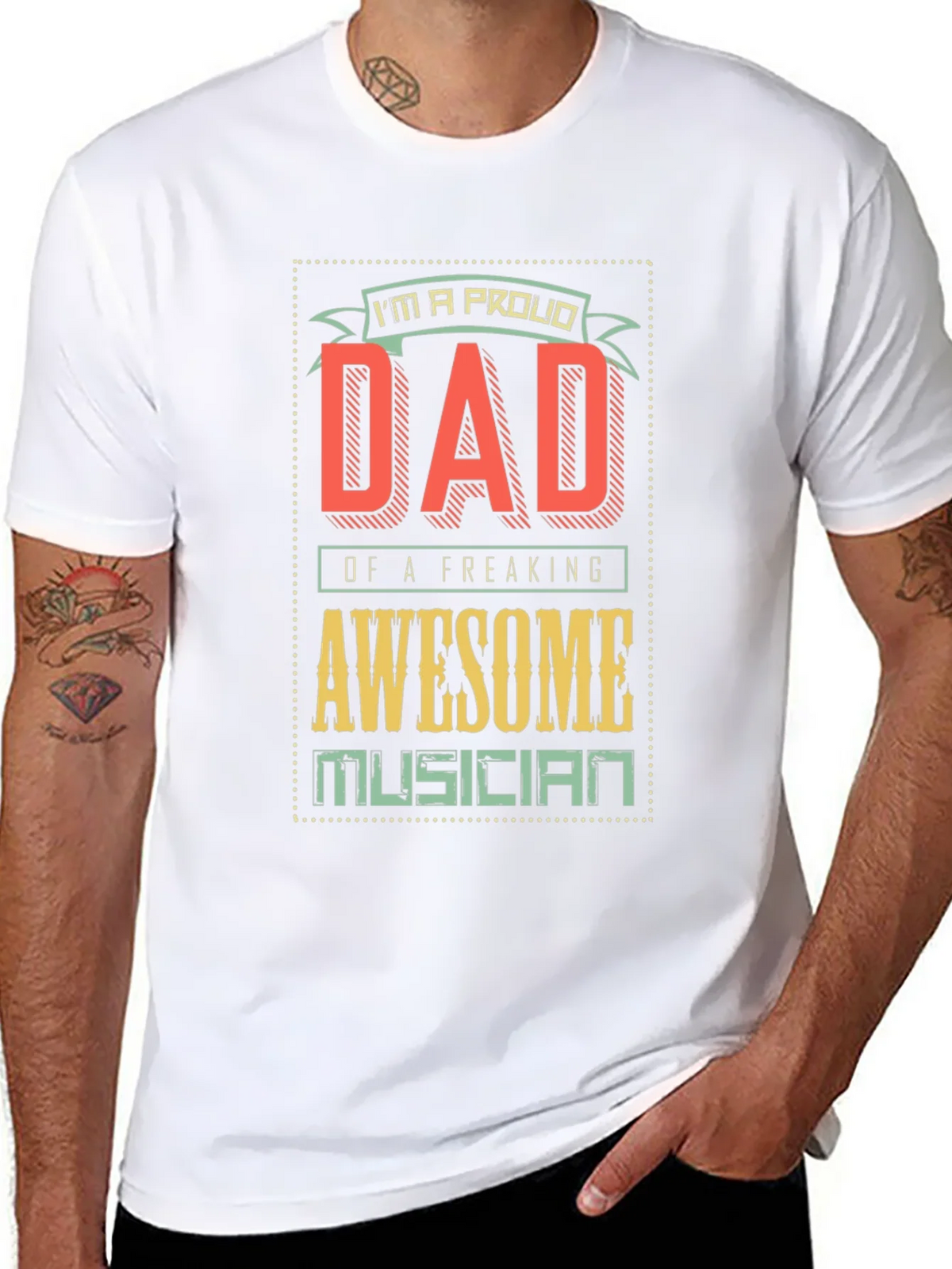 Proud Dad of Awesome Musician T-Shirt product image 4
