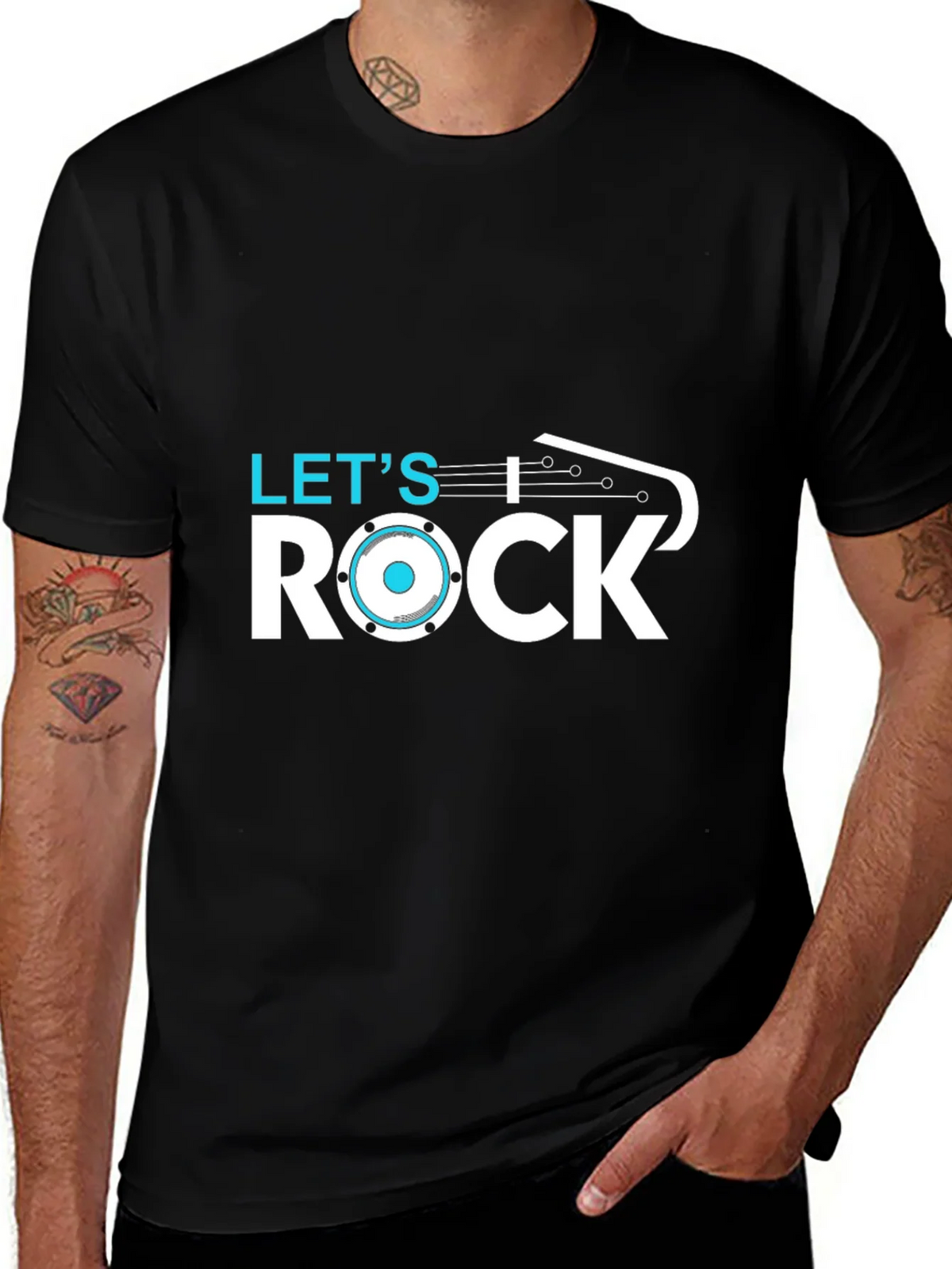 Lets Rock T-Shirt - Black Cotton Graphic Tee product image 1