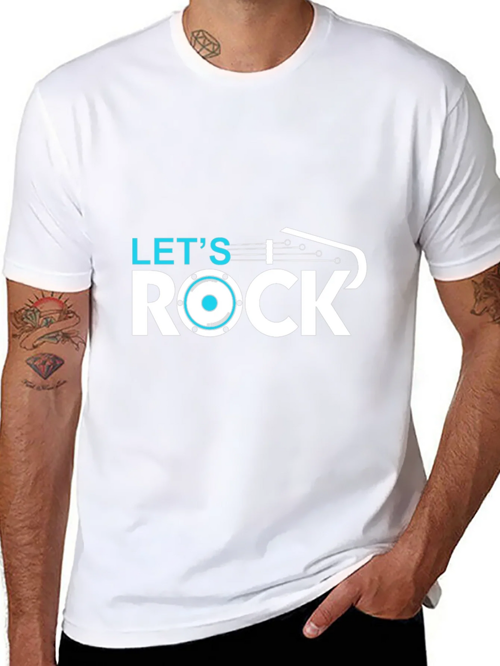 Lets Rock T-Shirt - Black Cotton Graphic Tee product image 7