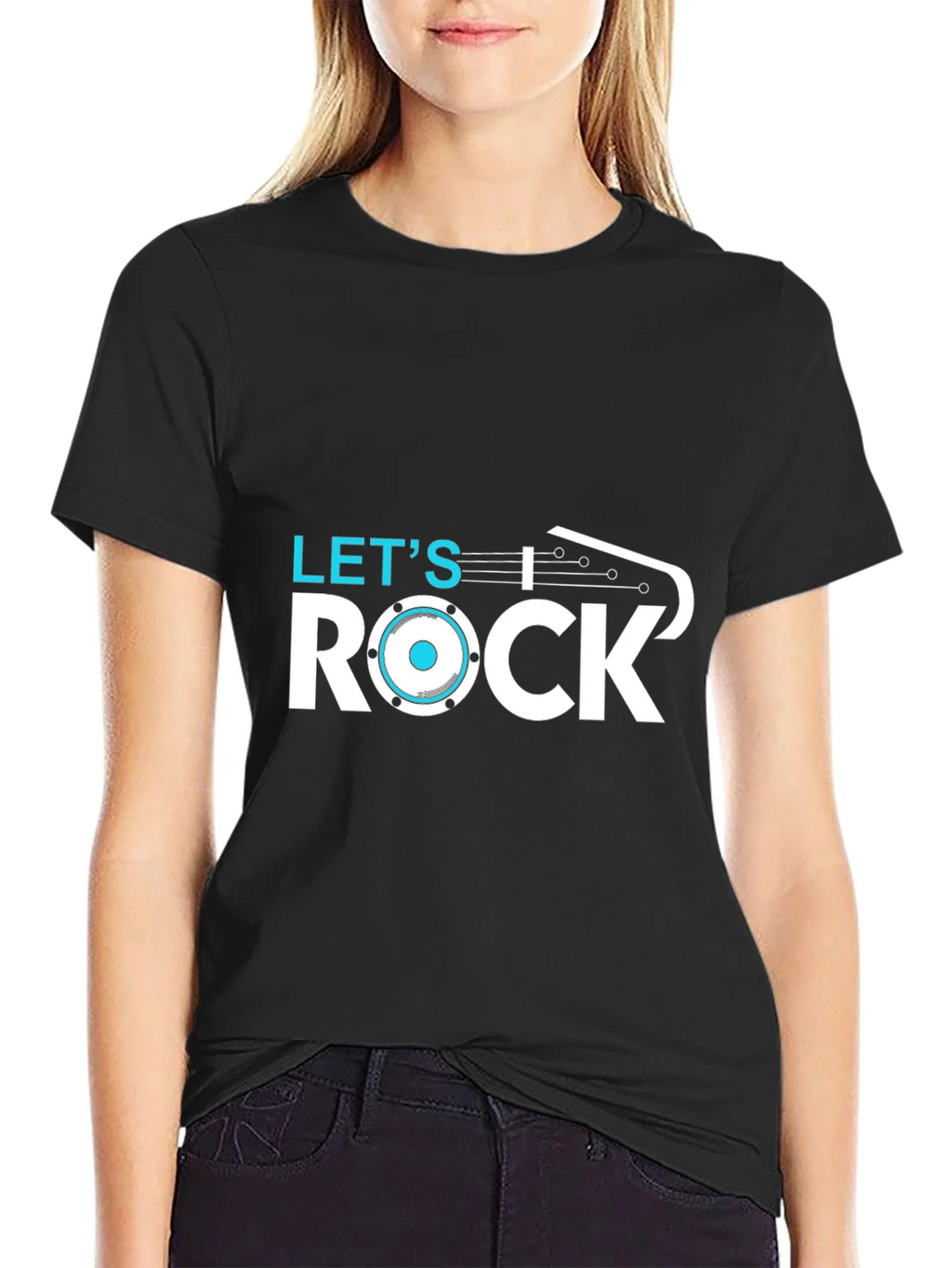 Lets Rock T-Shirt - Black Cotton Graphic Tee product image 2