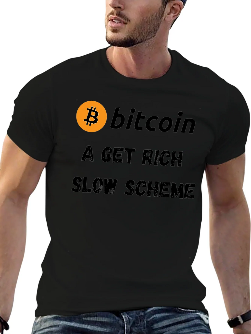 Bitcoin Get Rich Slow Scheme Black T-Shirt product image 6