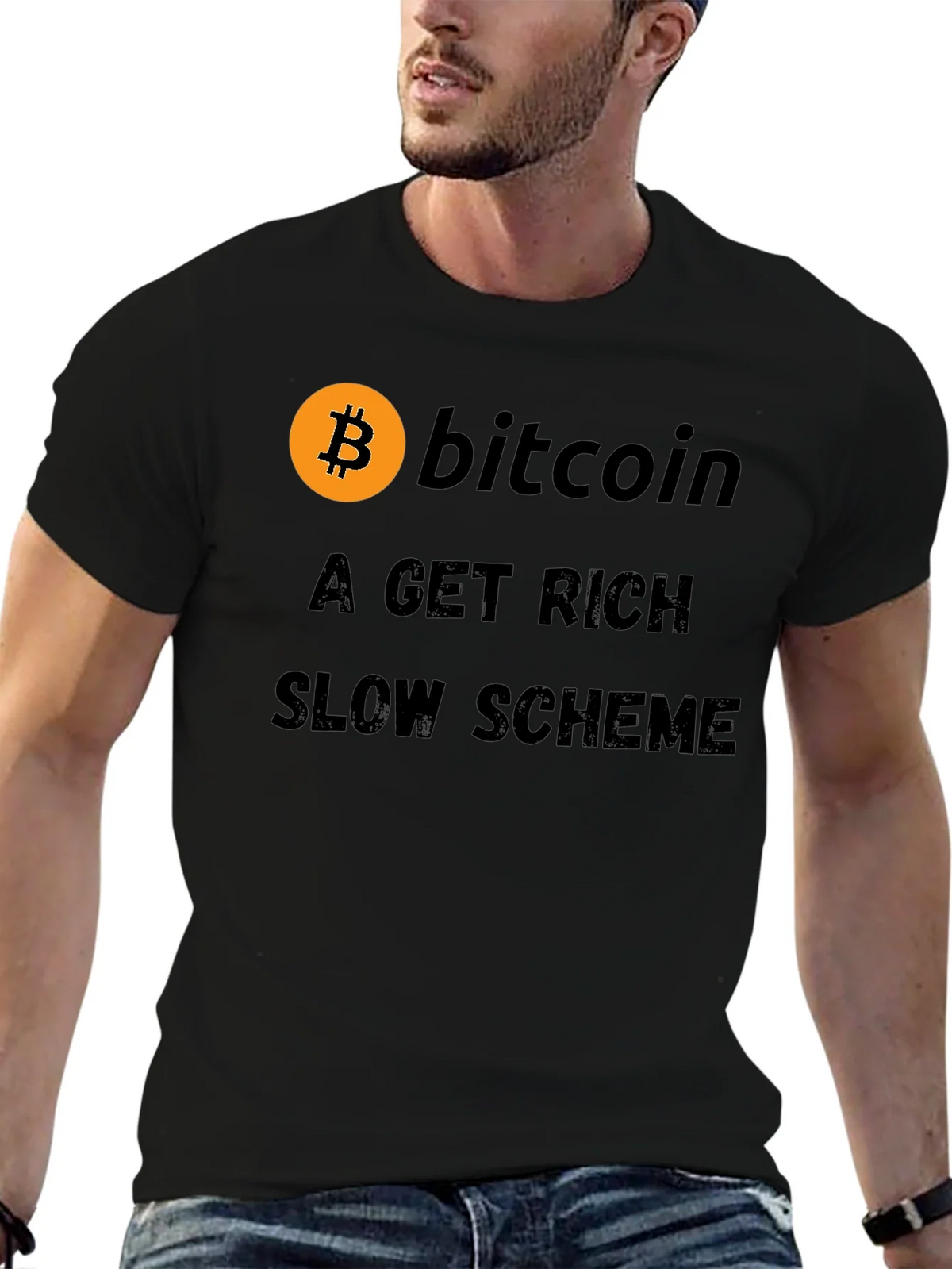Bitcoin Get Rich Slow Scheme Black T-Shirt product image 6