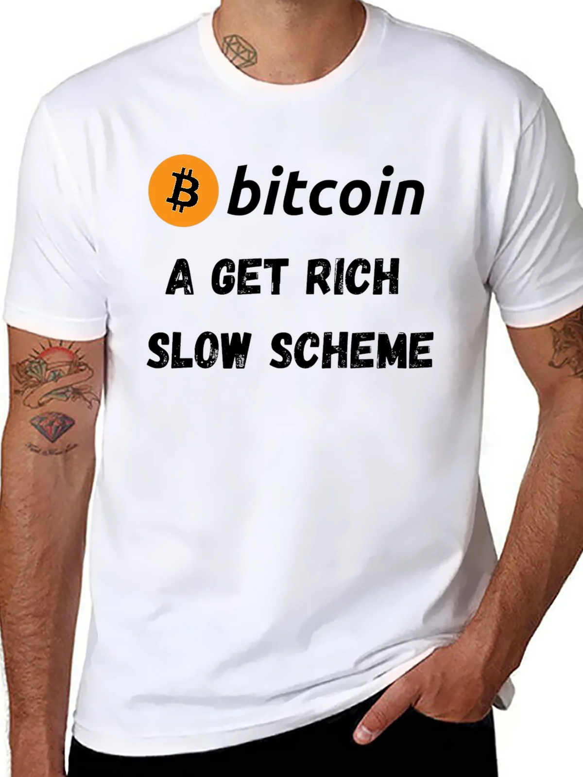 Bitcoin Get Rich Slow Scheme Black T-Shirt product image 7