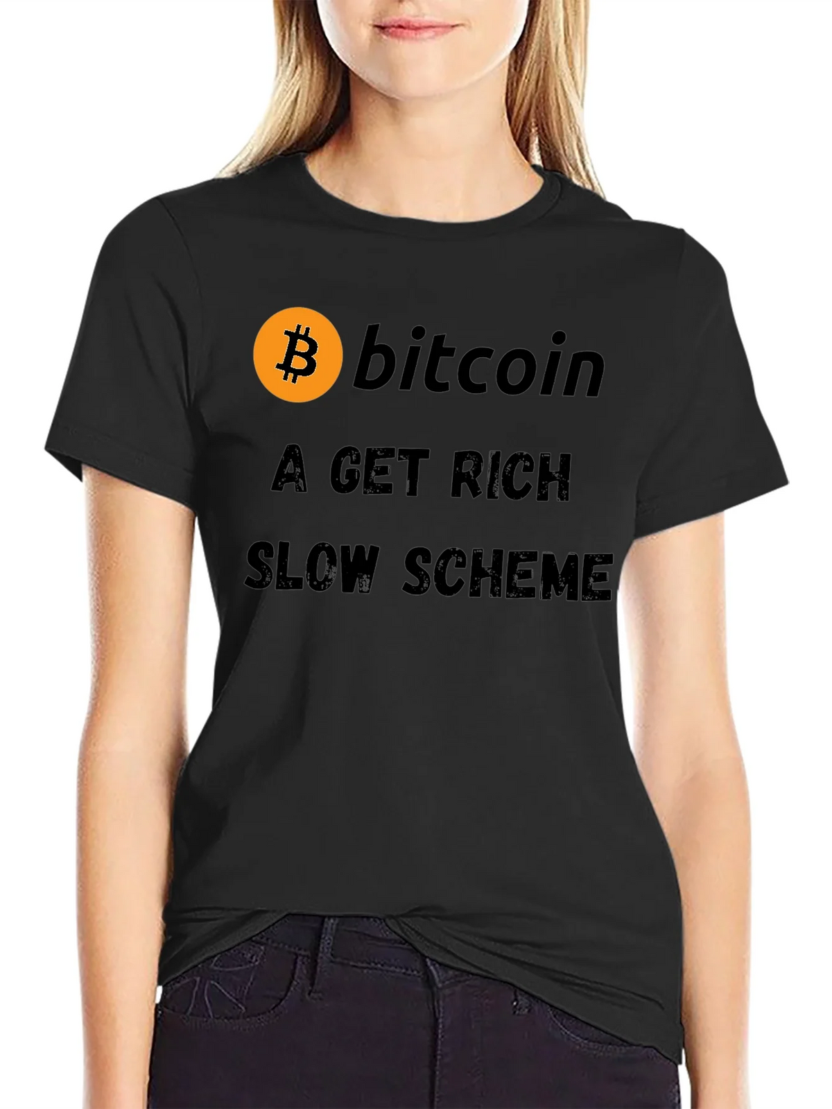 Bitcoin Get Rich Slow Scheme Black T-Shirt product image 2