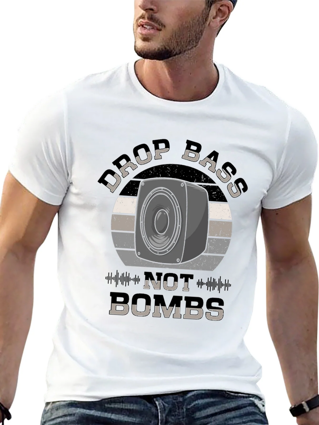 Drop Bass Not Bombs Black Graphic Tee product image 12
