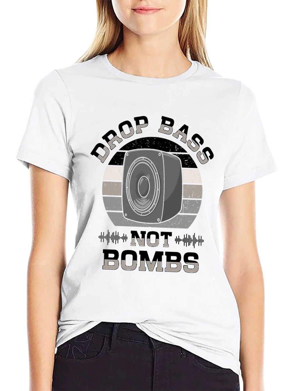 Drop Bass Not Bombs Black Graphic Tee product image 8