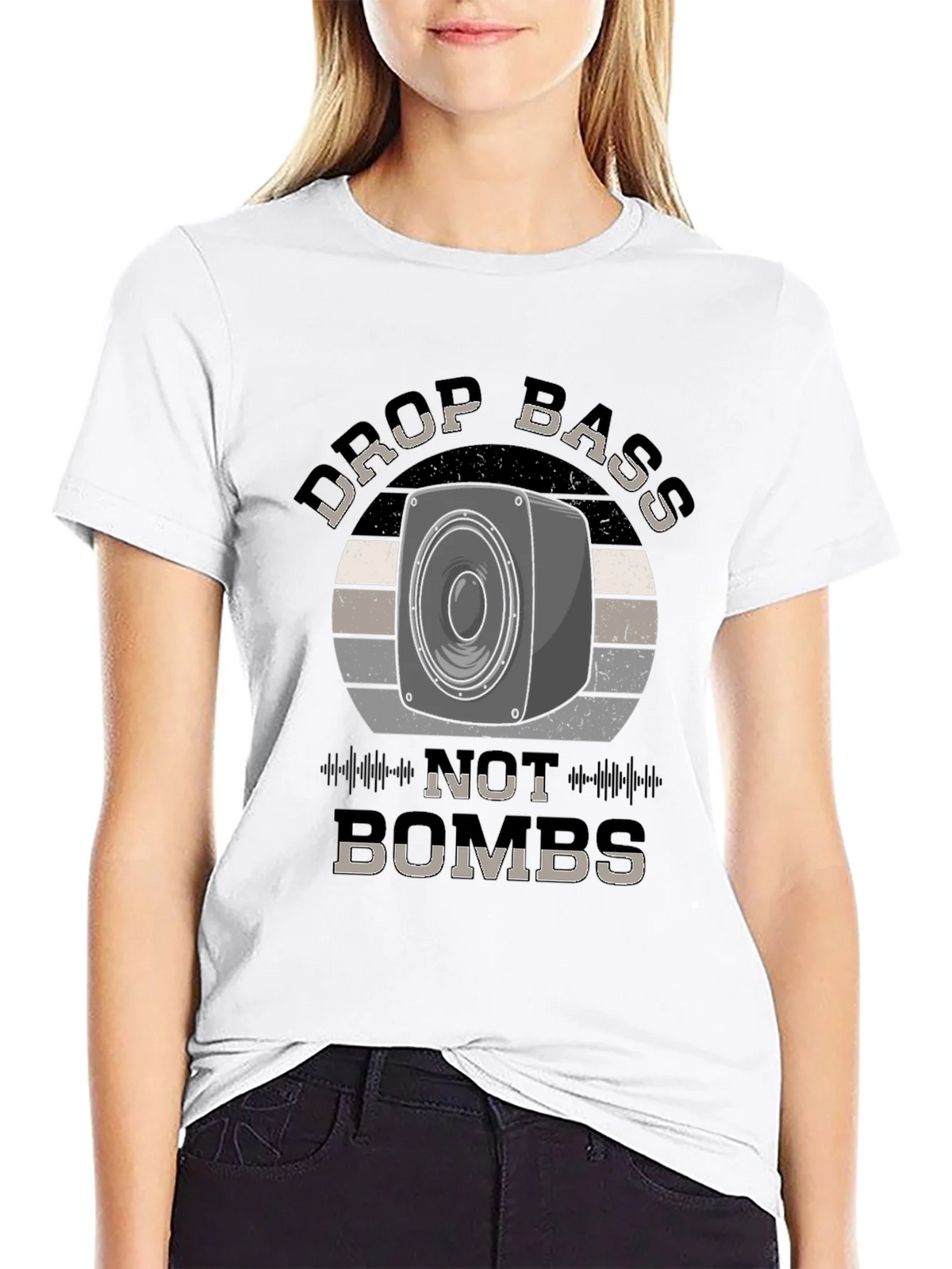 Drop Bass Not Bombs Black Graphic Tee product image 8