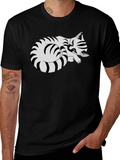 Striped Cat Graphic Tee - Comfy Casual Style product image 1
