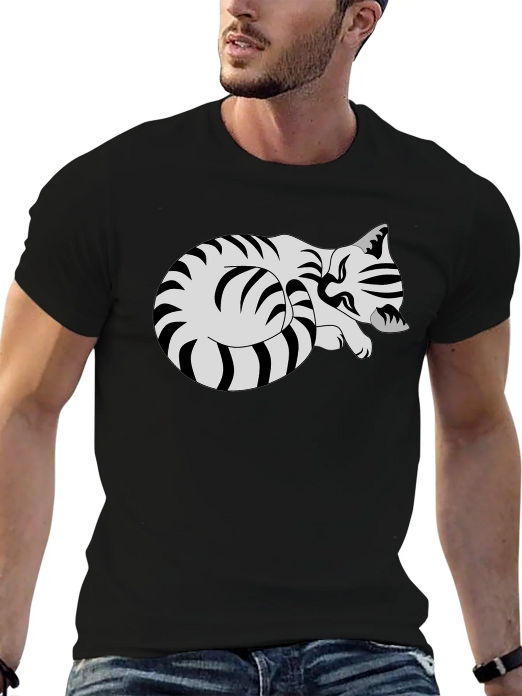 Striped Cat Graphic Tee - Comfy Casual Style product image 5