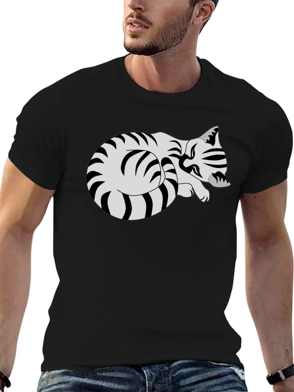 Striped Cat Graphic Tee - Comfy Casual Style product image 5