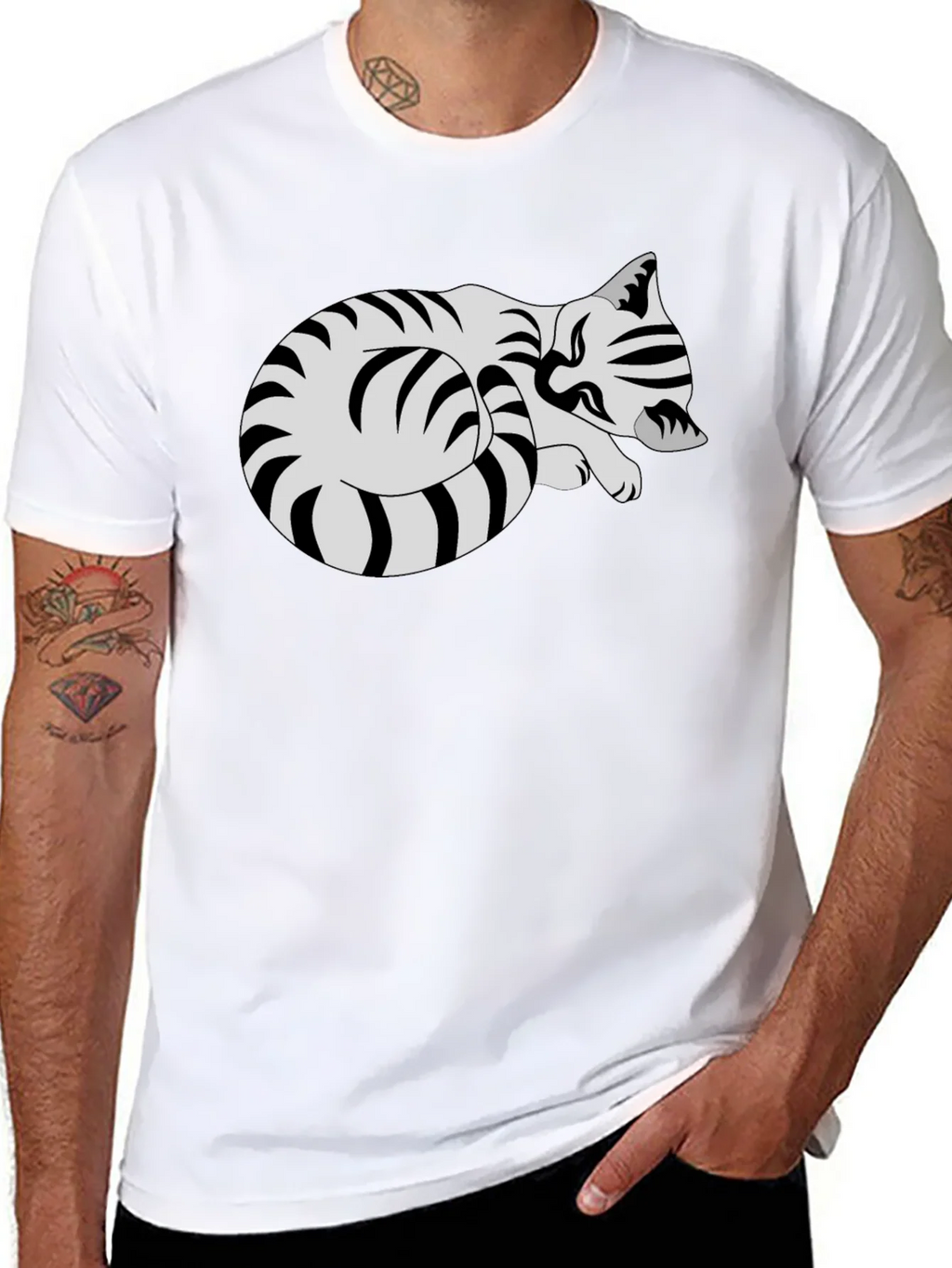 Striped Cat Graphic Tee - Comfy Casual Style product image 6