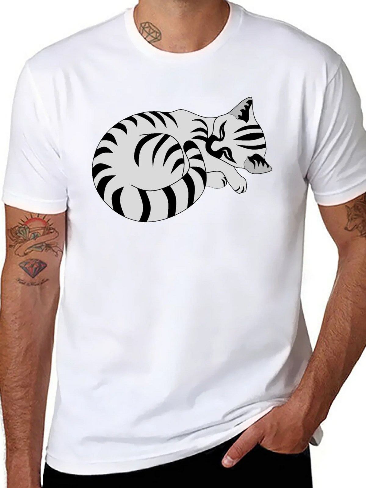 Striped Cat Graphic Tee - Comfy Casual Style product image 6