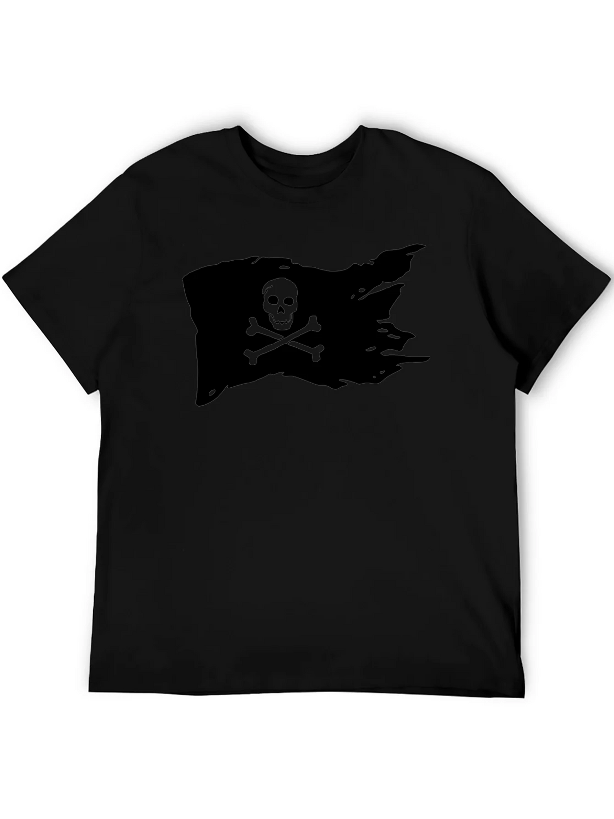 Black Pirate Flag T-Shirt Skull Bones Graphic Tee product image 5