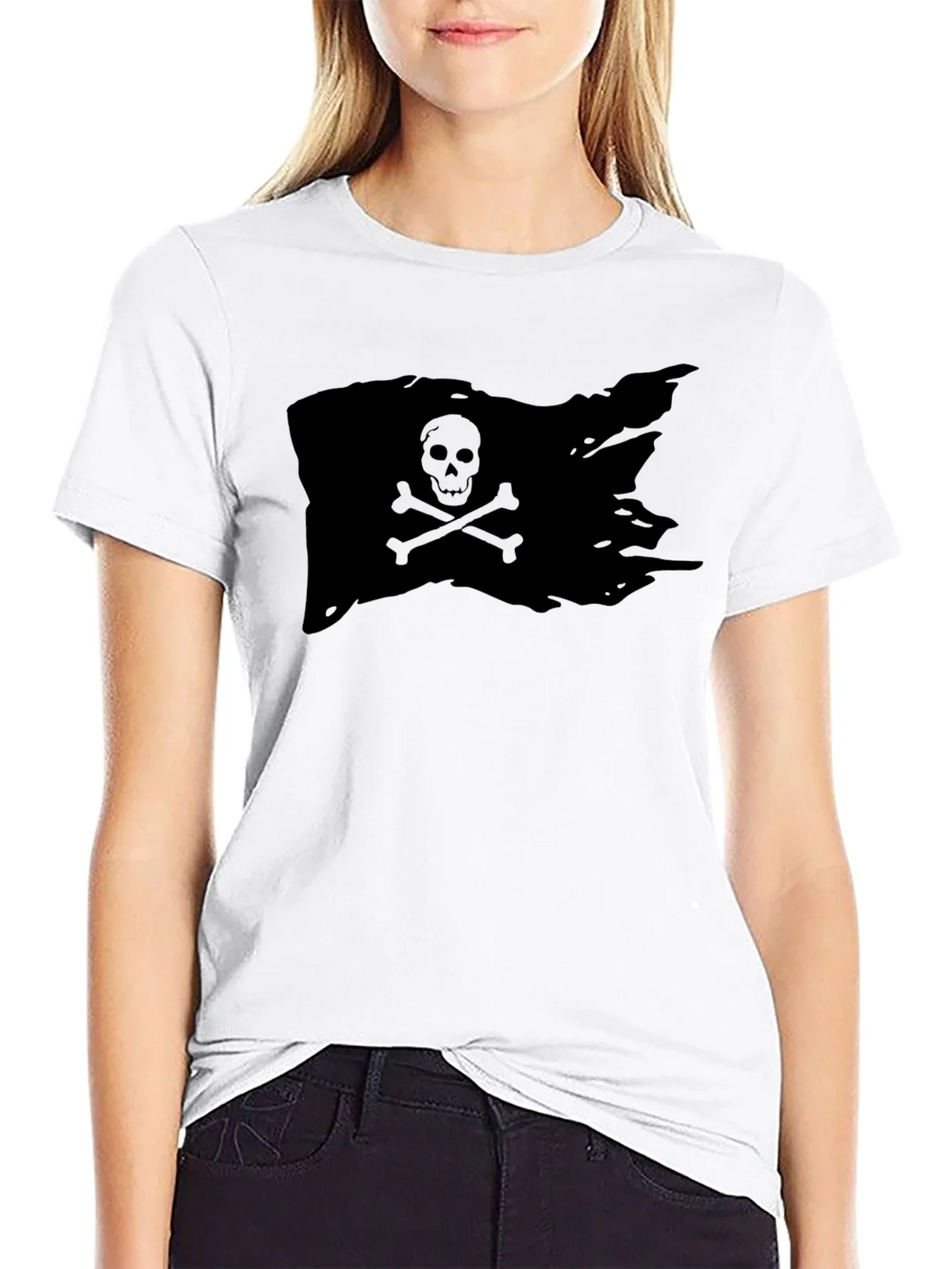 Black Pirate Flag T-Shirt Skull Bones Graphic Tee product image 8