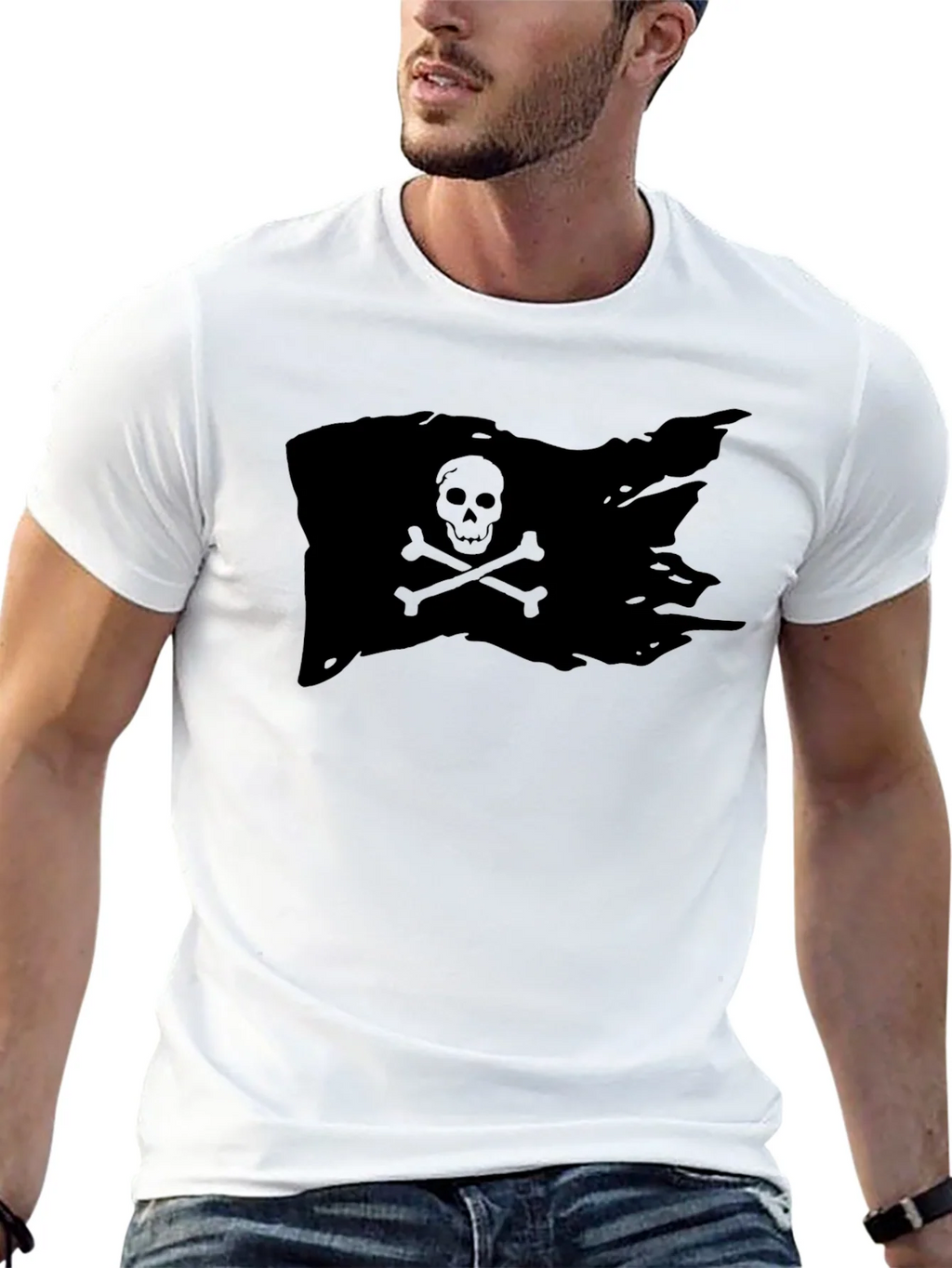 Black Pirate Flag T-Shirt Skull Bones Graphic Tee product image 12
