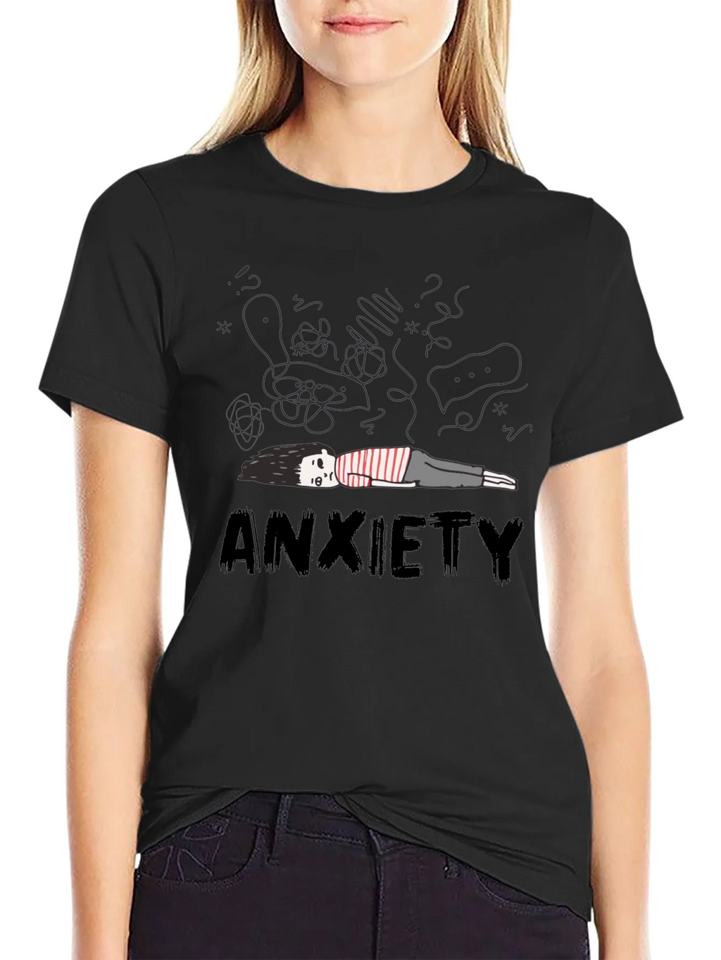 Anxiety Graphic Tee - Unisex Black Cotton T-Shirt product image 2