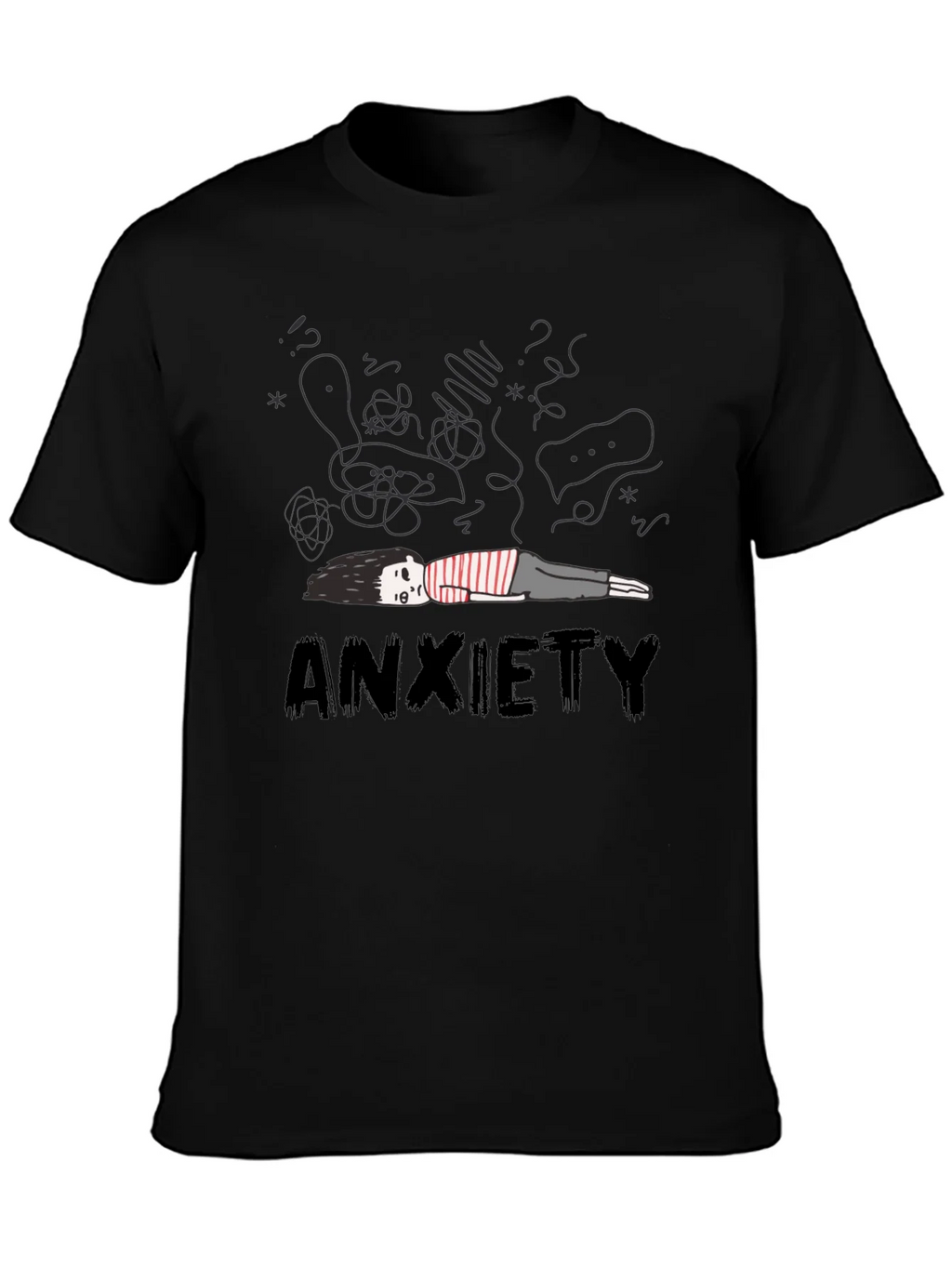 Anxiety Graphic Tee - Unisex Black Cotton T-Shirt product image 3