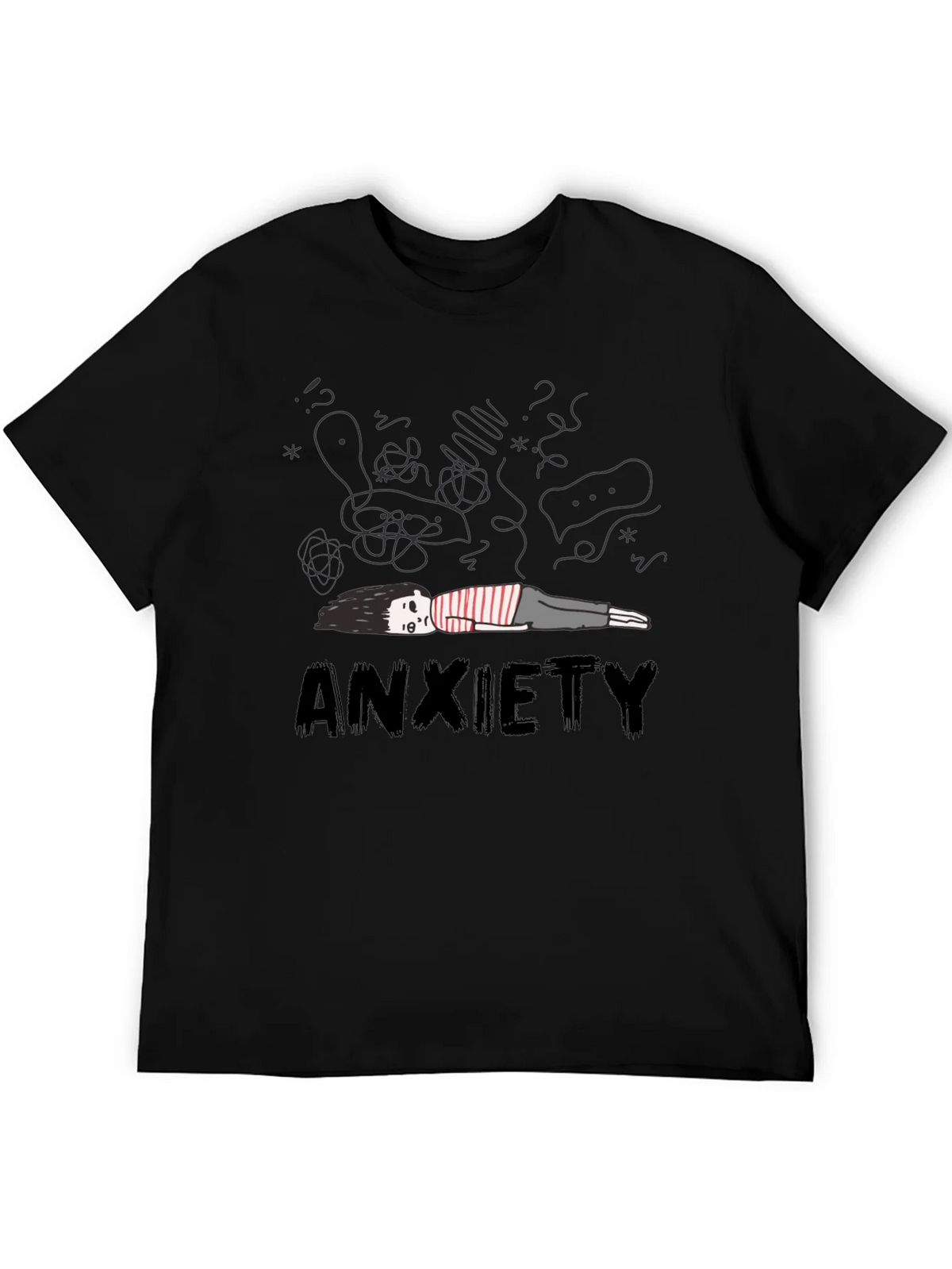 Anxiety Graphic Tee - Unisex Black Cotton T-Shirt product image 5