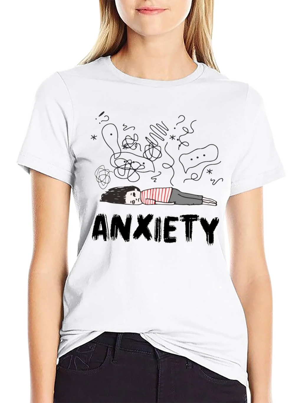 Anxiety Graphic Tee - Unisex Black Cotton T-Shirt product image 8