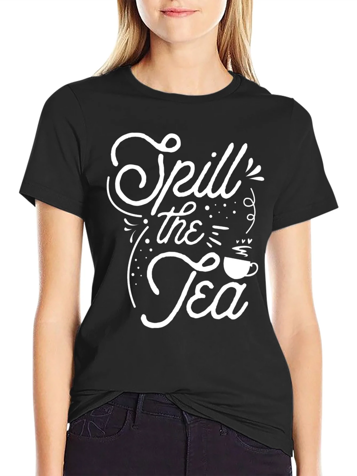 Spill the Tea Graphic Tee - Trendy Black T-Shirt product image 2