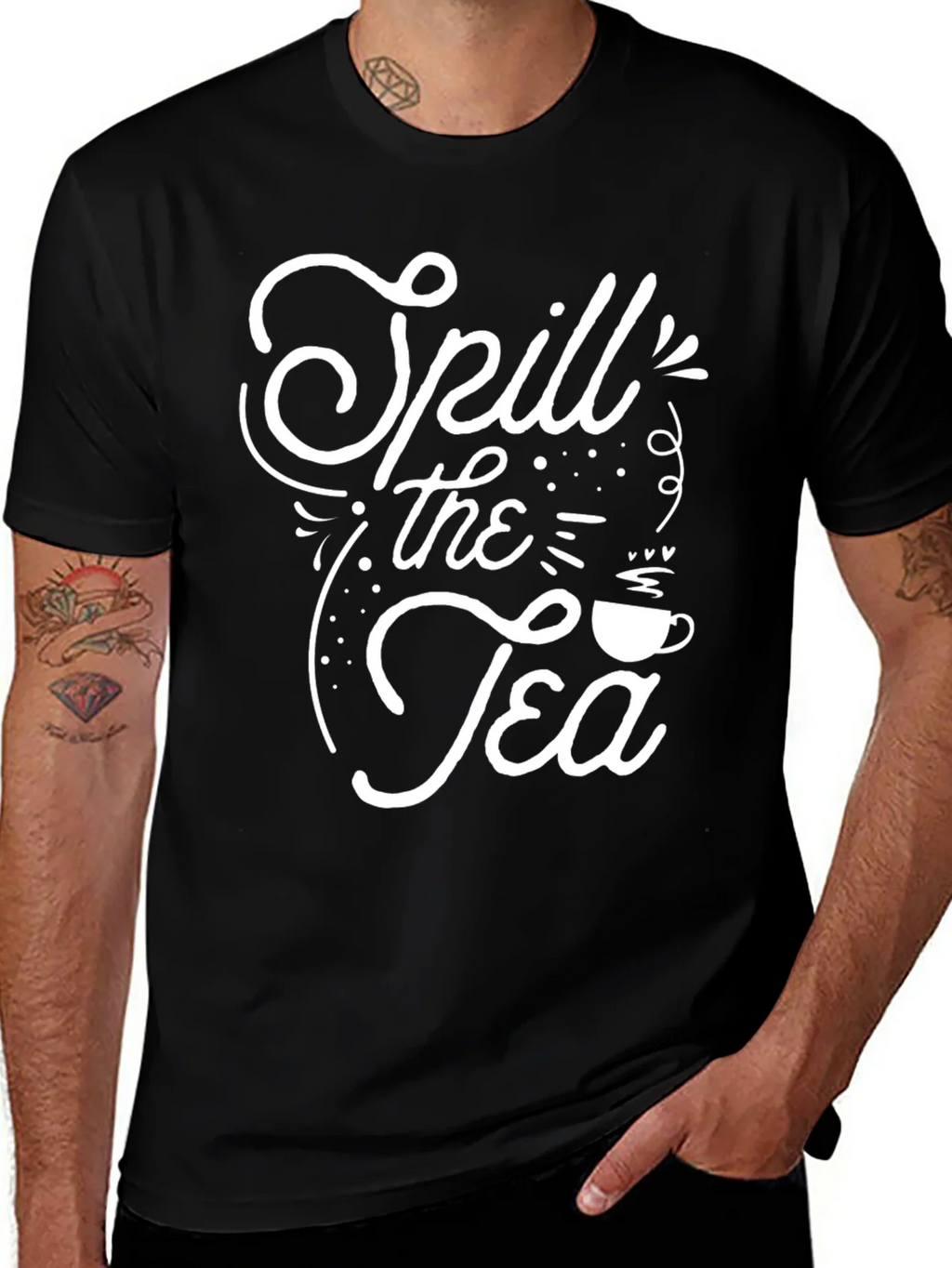 Spill the Tea Graphic Tee - Trendy Black T-Shirt product image 1