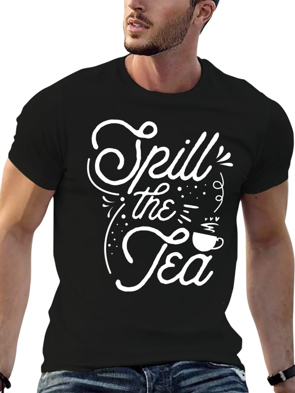 Spill the Tea Graphic Tee - Trendy Black T-Shirt product image 5