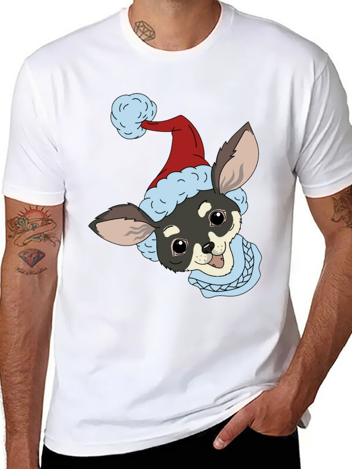 Christmas Dog Graphic Tee - Holiday Style