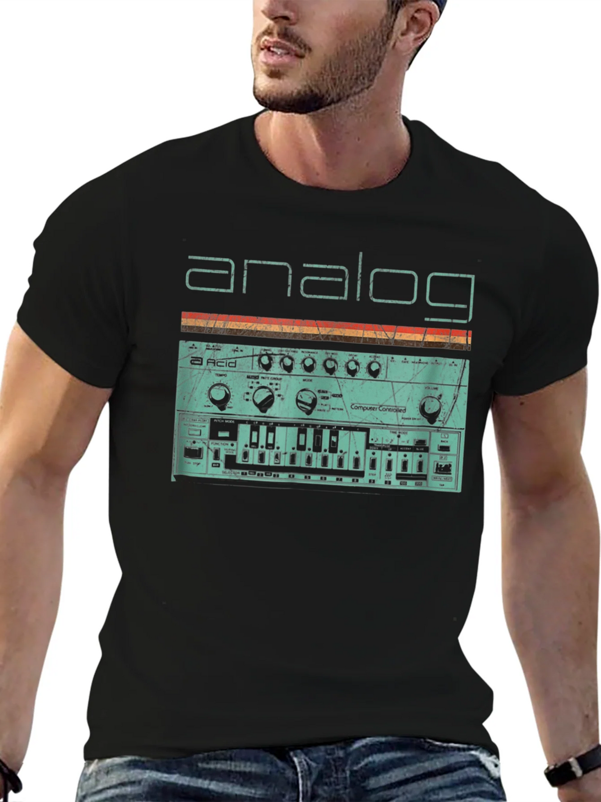 Analog Synth Graphic Tee - Retro Style Synthesizer T-Shirt product image 6