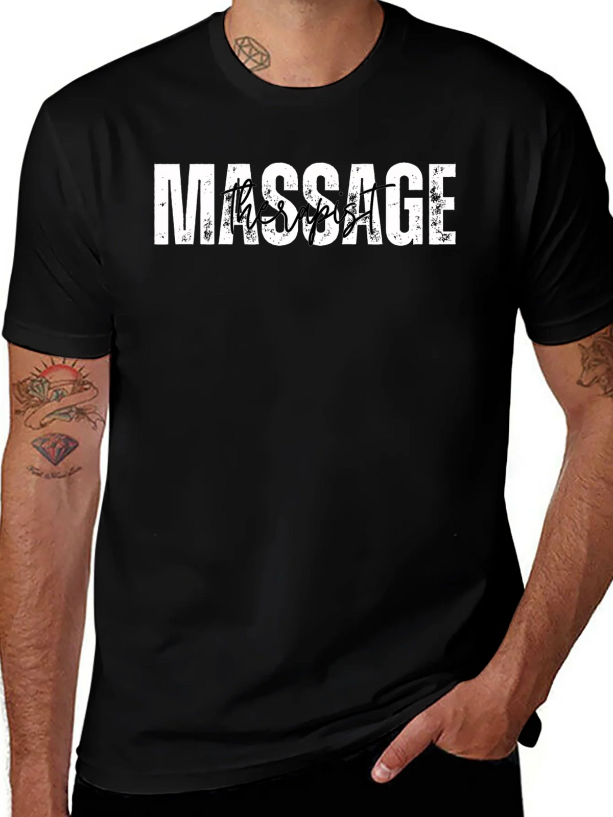 Massage Therapist Graphic Tee - Black Cotton Blend Shirt product image 1