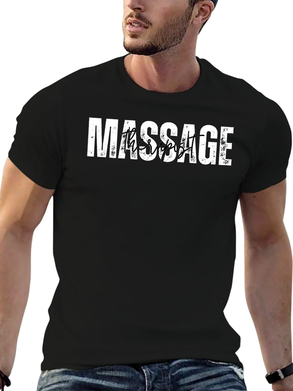 Massage Therapist Graphic Tee - Black Cotton Blend Shirt product image 6