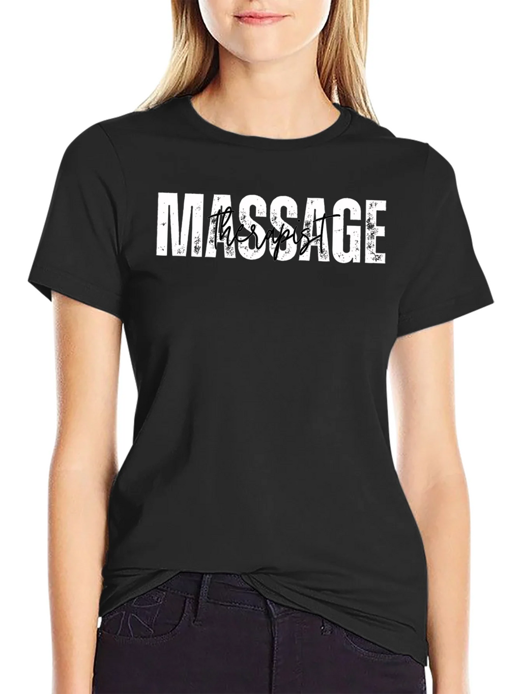 Massage Therapist Graphic Tee - Black Cotton Blend Shirt product image 2