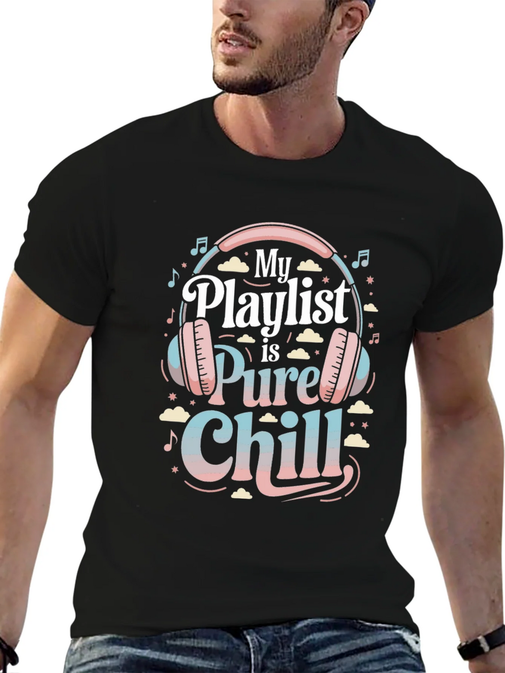 My Playlist is Pure Chill Black Graphic Tee product image 6