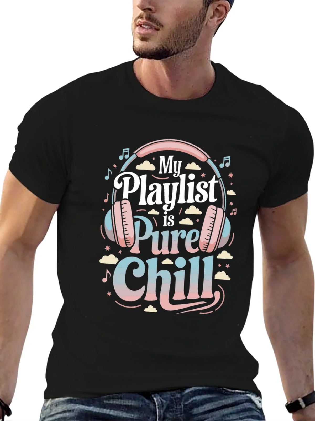 My Playlist is Pure Chill Black Graphic Tee product image 6