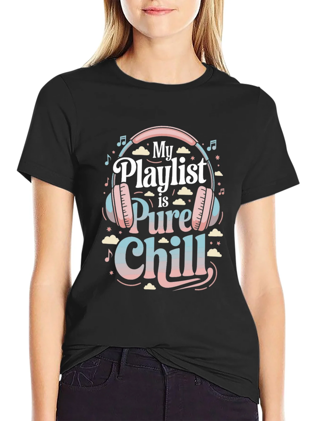 My Playlist is Pure Chill Black Graphic Tee product image 2
