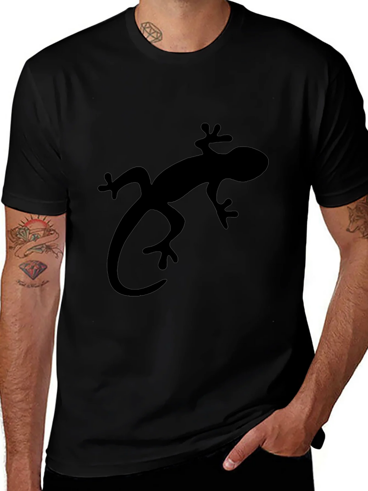 Lizard Graphic Black T-Shirt - Casual Style product image 1