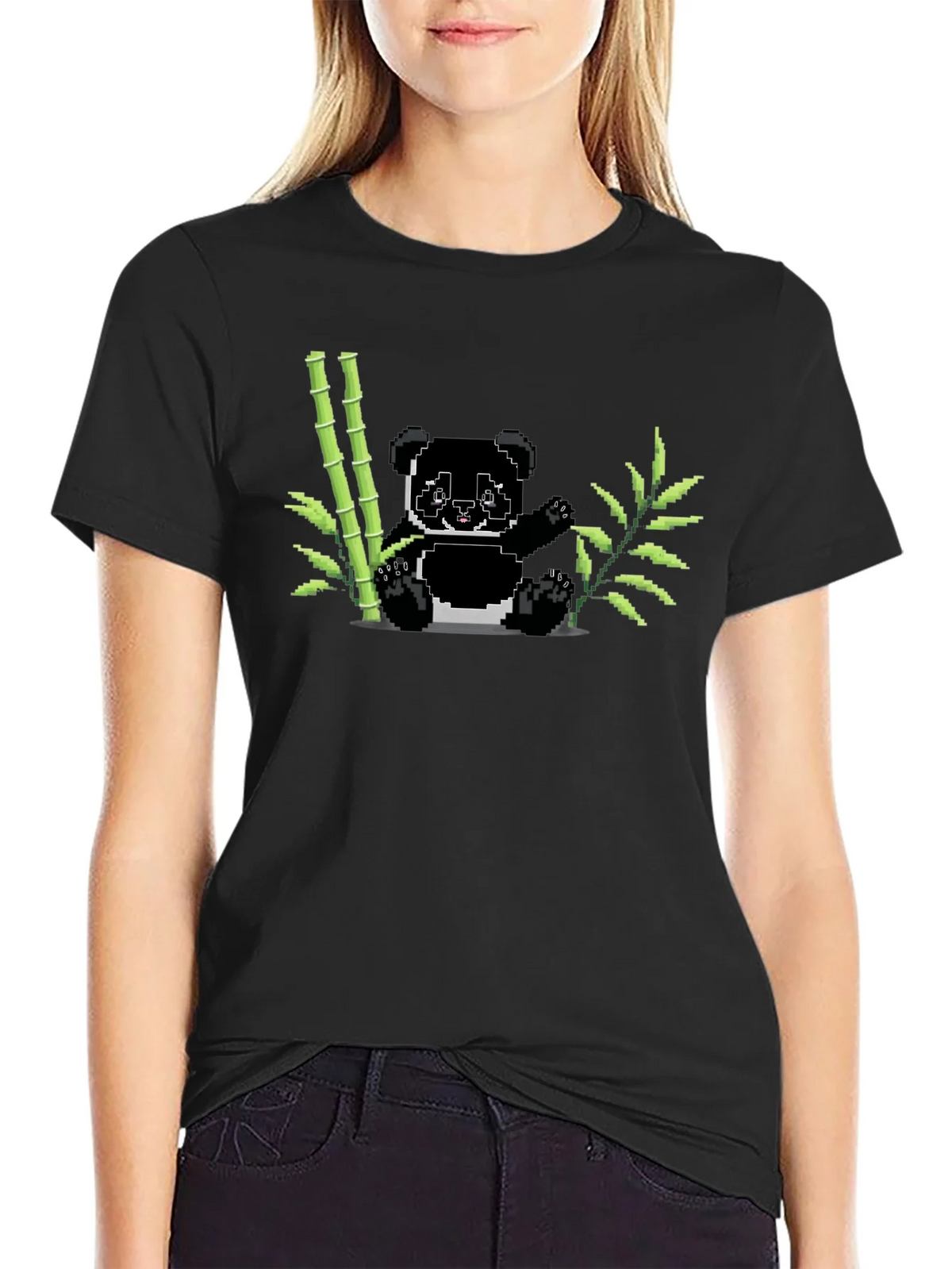 Pixel Panda Bamboo Graphic Tee - Black product image 2