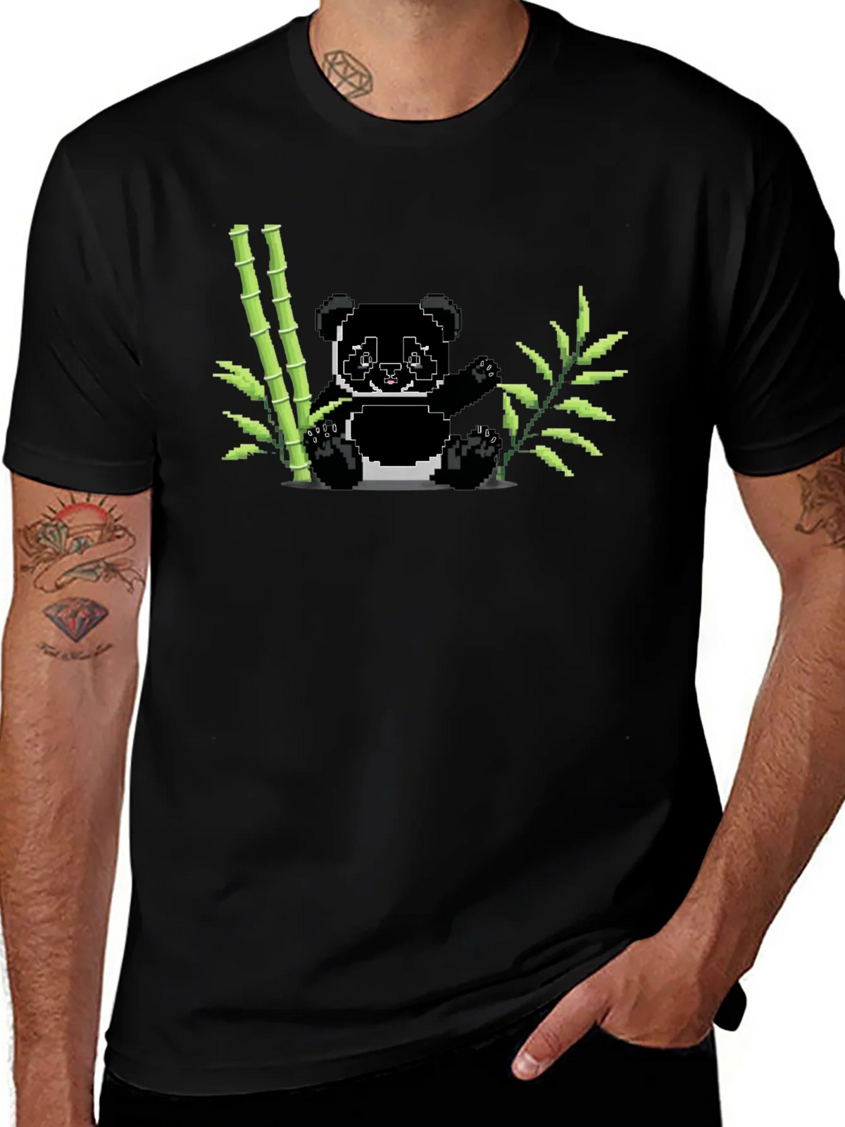 Pixel Panda Bamboo Graphic Tee - Black product image 1
