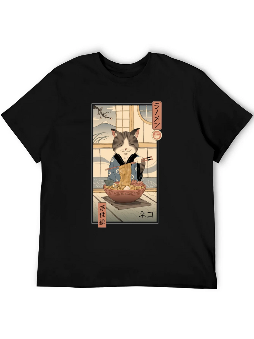 Cat Ramen Graphic Tee - Japanese Art Inspired product image 5