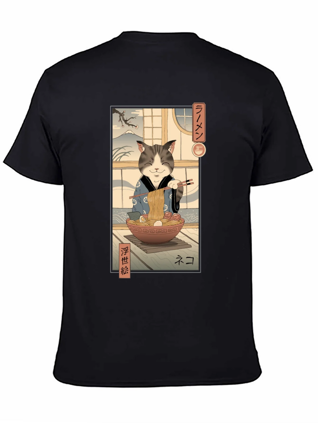 Cat Ramen Graphic Tee - Japanese Art Inspired product image 4