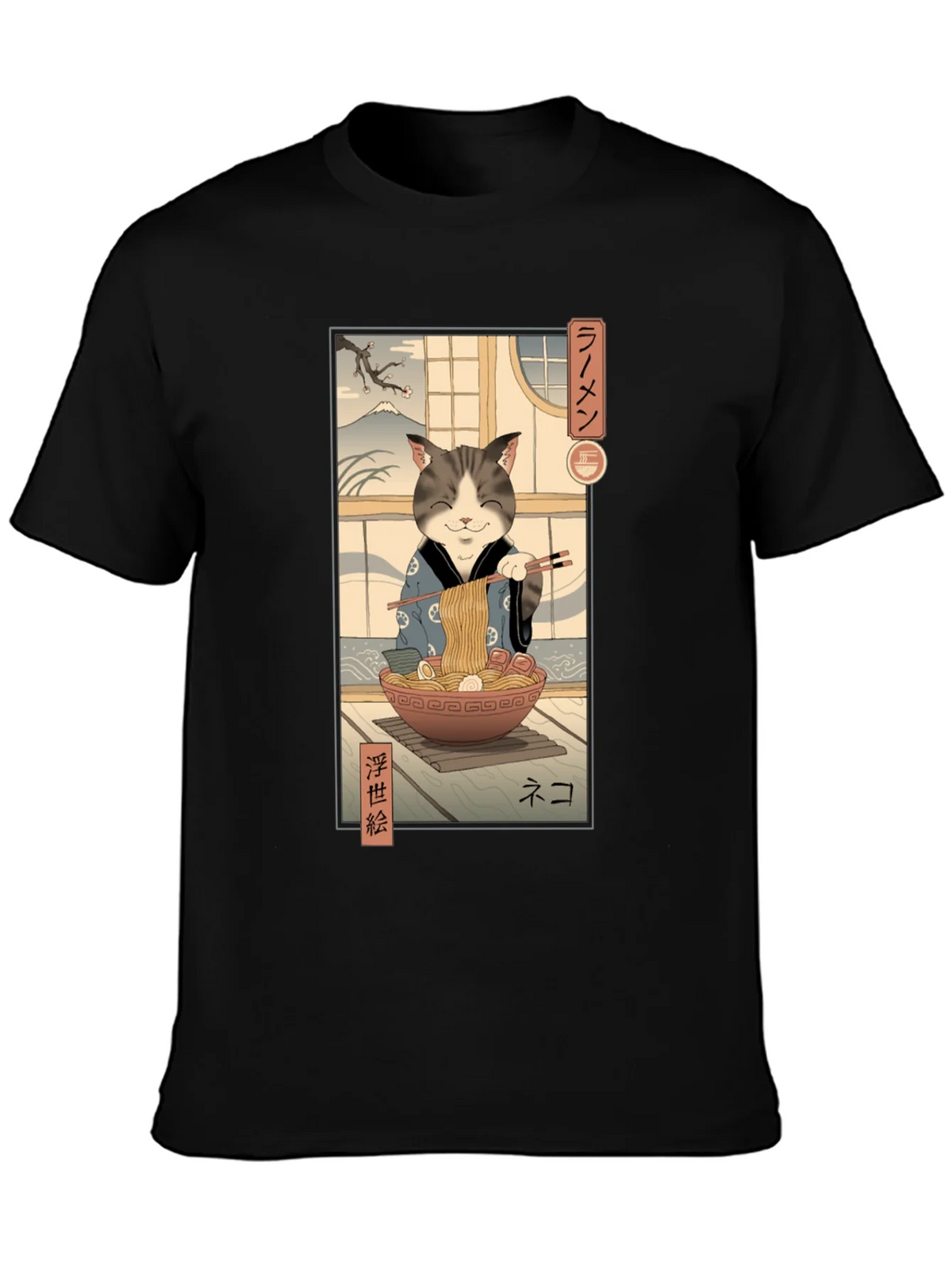 Cat Ramen Graphic Tee - Japanese Art Inspired product image 3